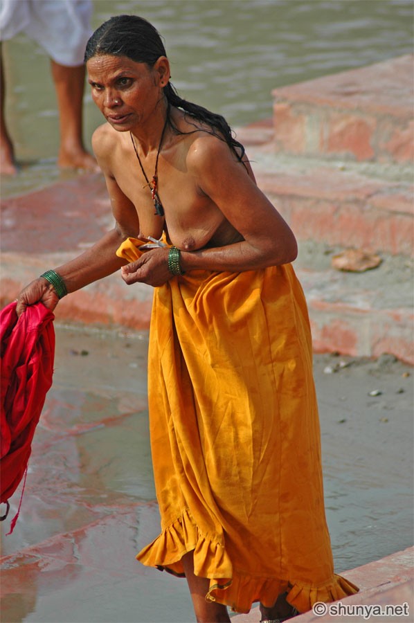 Woman on public ghat 